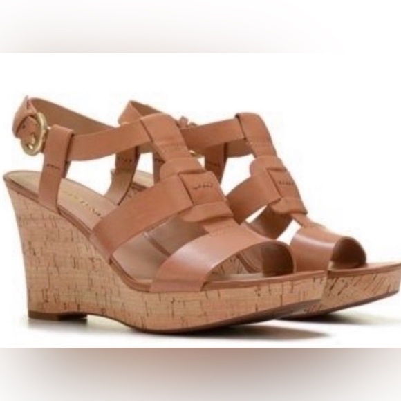 Franco Sarto Shoes - Franco Sarto Cera Cork Wedge Sandals in Nude Size 7